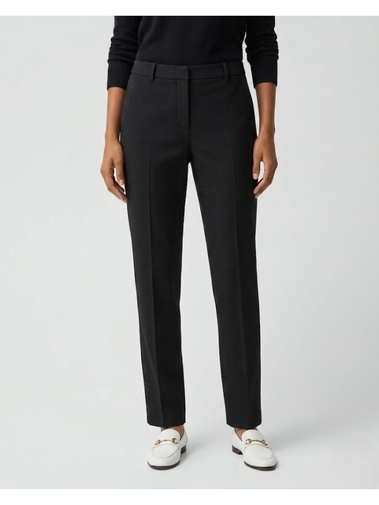 Nwt Theory Full Length Treeca In Black Admiral Crepe Tapered Slim Pants 14